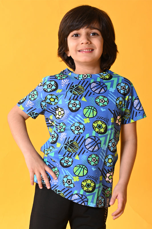 FOOTBALL SHORT SLEEVE T-SHIRT- BLUE - Anthrilo India