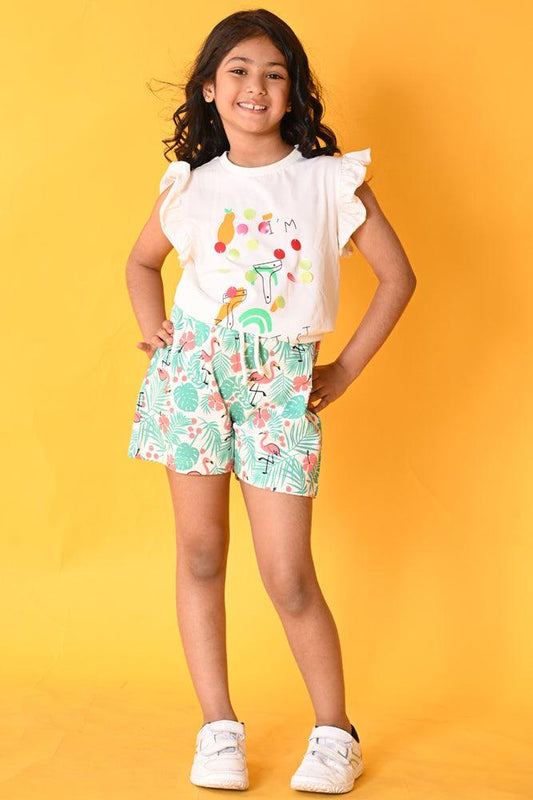 ARTIST FLAMINGO SHORTS SET - WHITE - Anthrilo India