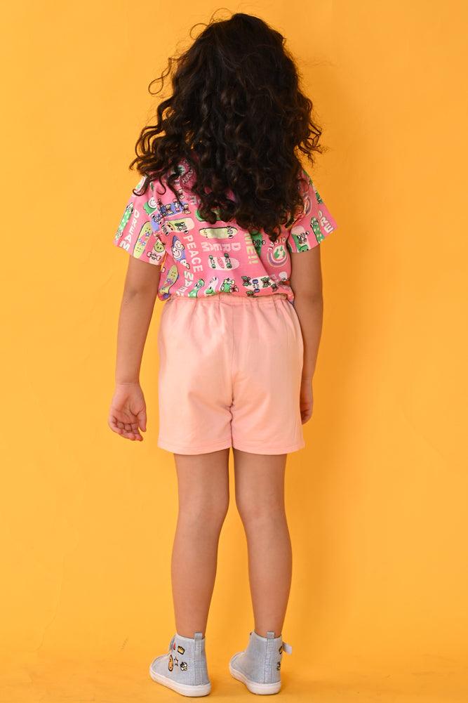 SKATE PINK FRILL SHORTS SET - PINK - Anthrilo India