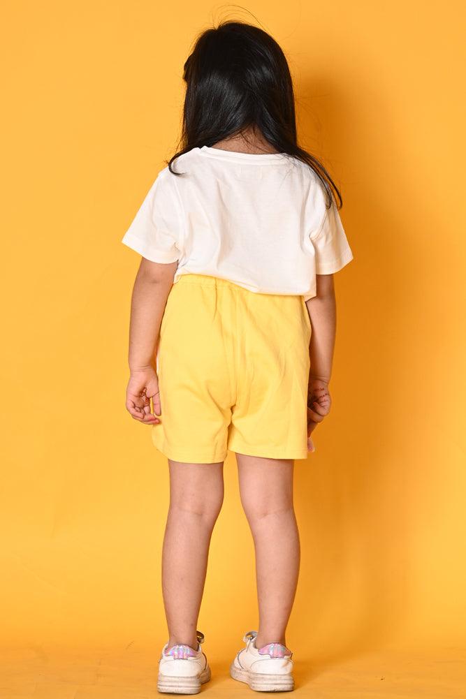 BE YOURSELF YELLOW SIDE TAPE SHORTS WHITE/YELLOW - Anthrilo India