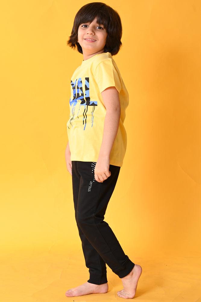 GOAL SUMMER BLACK JOGGER SET - YELLOW/BLACK - Anthrilo India