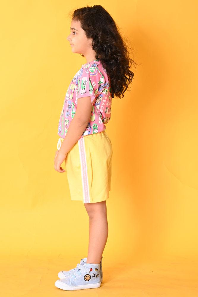 SKATE YELLOW SIDE TAPE SHORTS - PINK/YELLOW - Anthrilo India