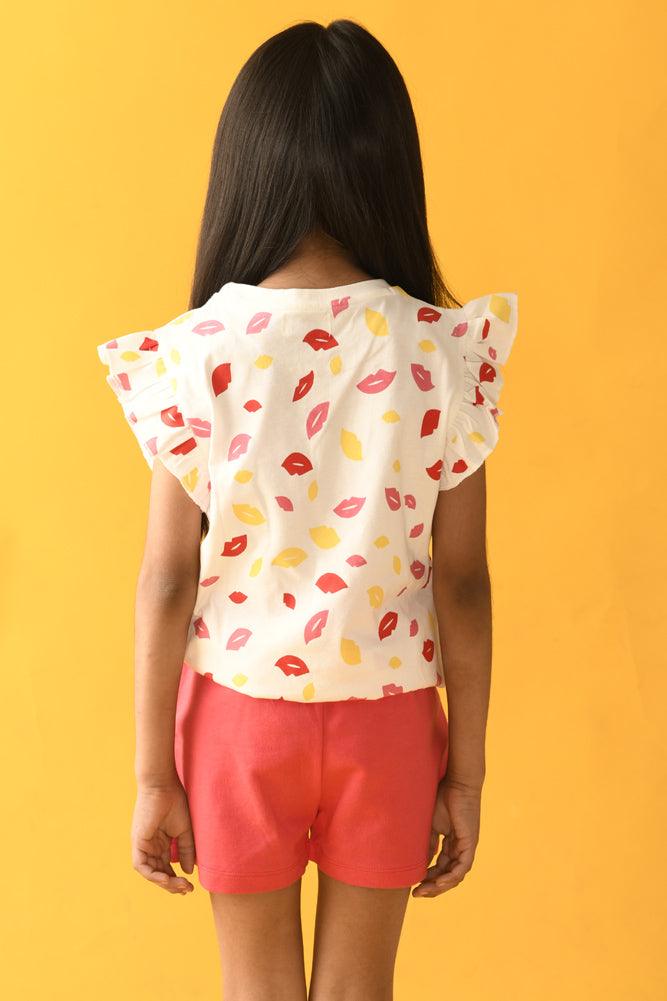 LIPS HOT PINK SHORTS SET - WHITE/PINK - Anthrilo Design House