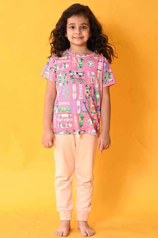 SKATE RAINBOW PEACH JOGGER SET - PINK/PEACH - Anthrilo India