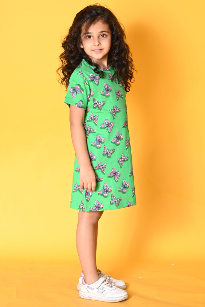 NEW BUTTERFLY DARK GREEN NIGHT DRESS - GREEN - Anthrilo India