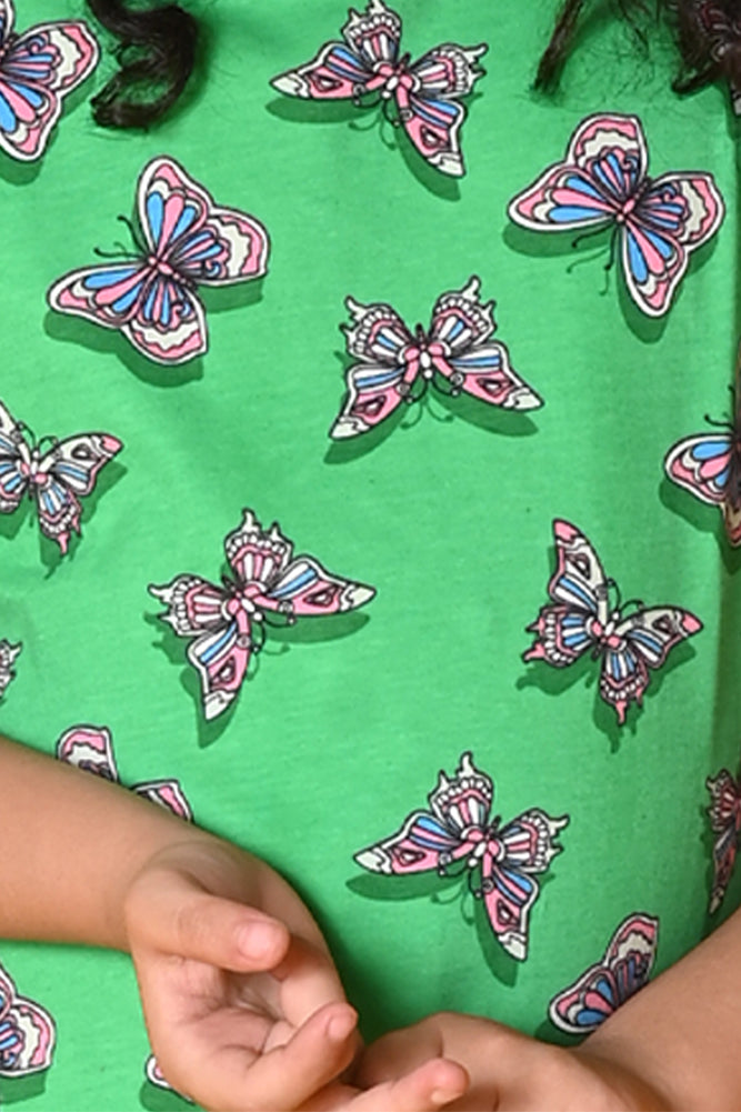 NEW BUTTERFLY DARK GREEN NIGHT DRESS - GREEN - Anthrilo India