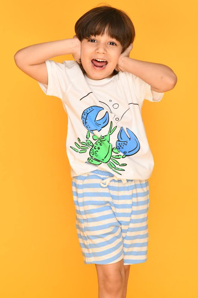 LOBSTER BLUE STRIPED SHORTS SET - Anthrilo