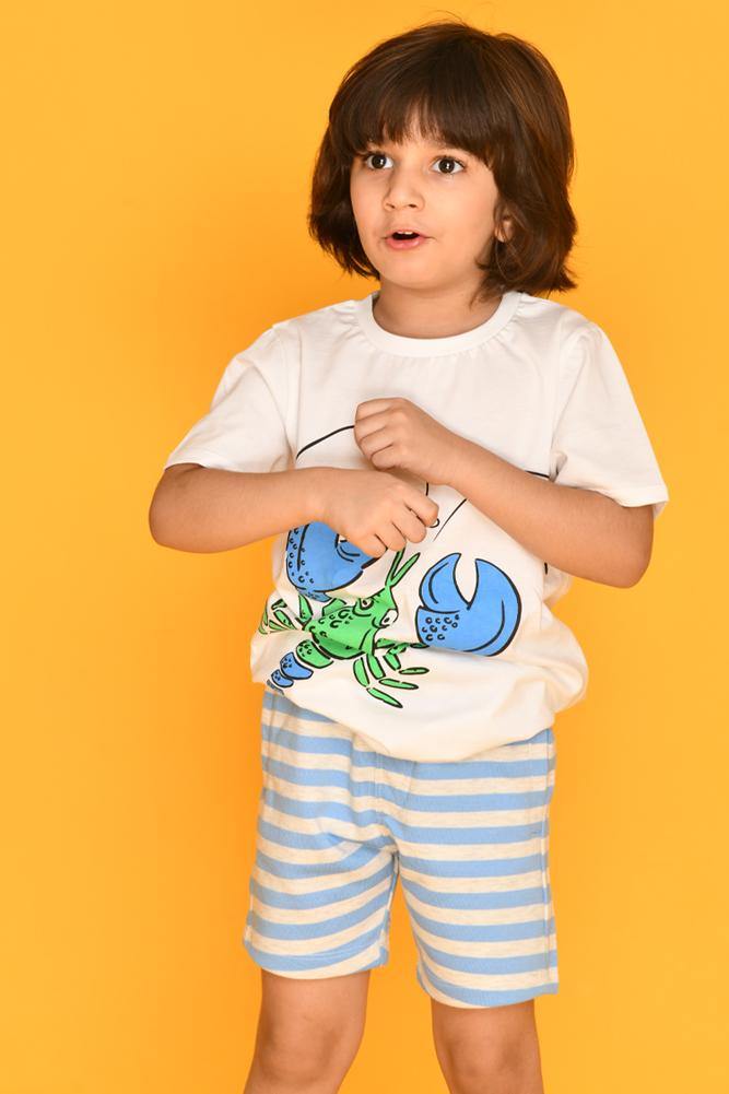 LOBSTER BLUE STRIPED SHORTS SET - Anthrilo
