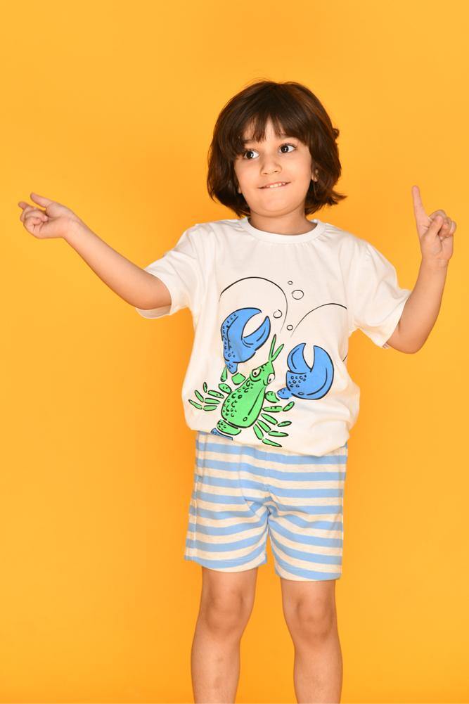 LOBSTER BLUE STRIPED SHORTS SET - Anthrilo