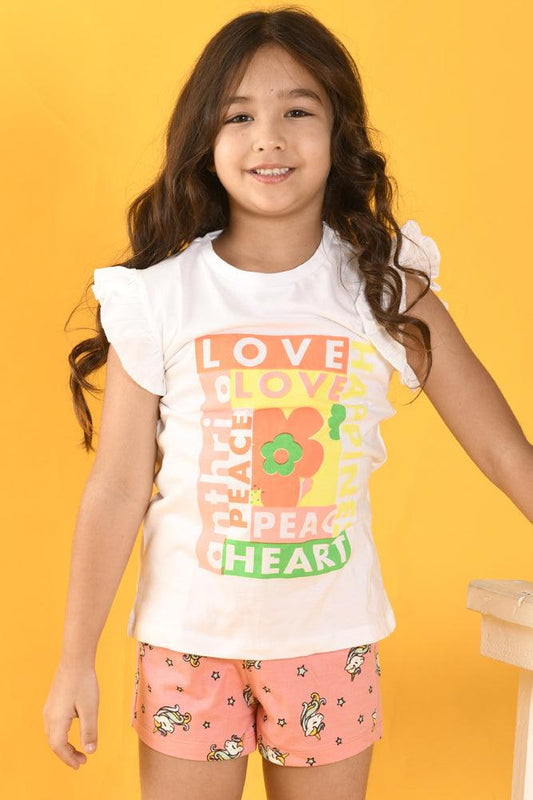 HAPPINESS UNICORN STARS SHORTS SET - WHITE/PINK - Anthrilo Design House