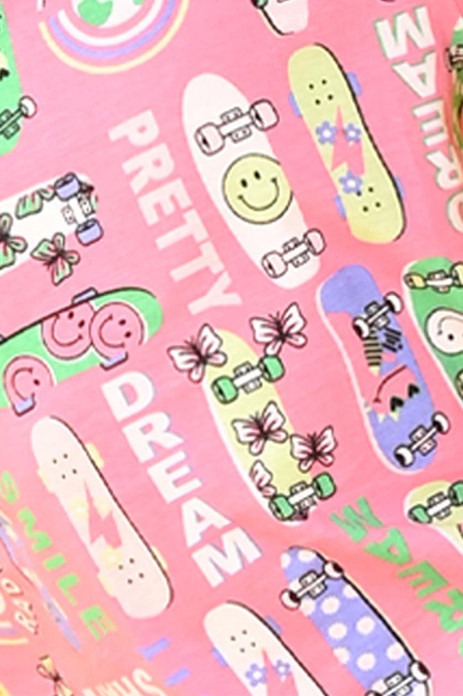 SKATE GREEN SIDE TAPE SHORTS SET - PINK/GREEN - Anthrilo India