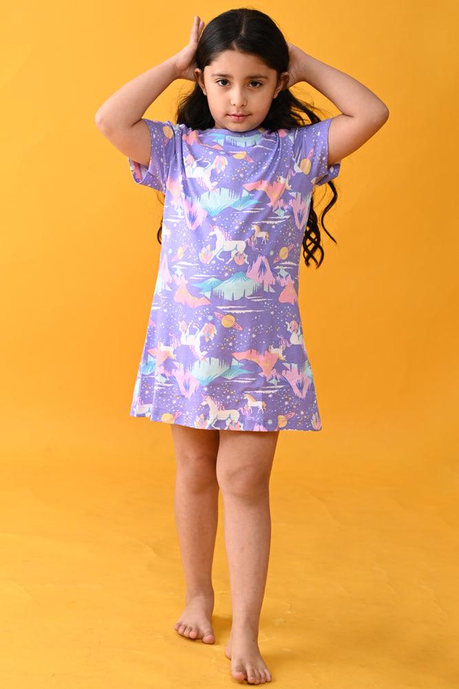 BUTTERFLY AND UNICORN PLANET NIGHT DRESS (PACK OF 2) - Anthrilo India