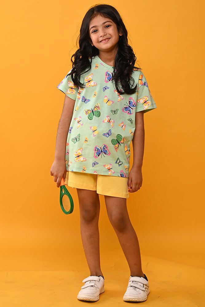 BUTTERFLY YELLOW SHORTS SET - GREEN/YELLOW - Anthrilo India