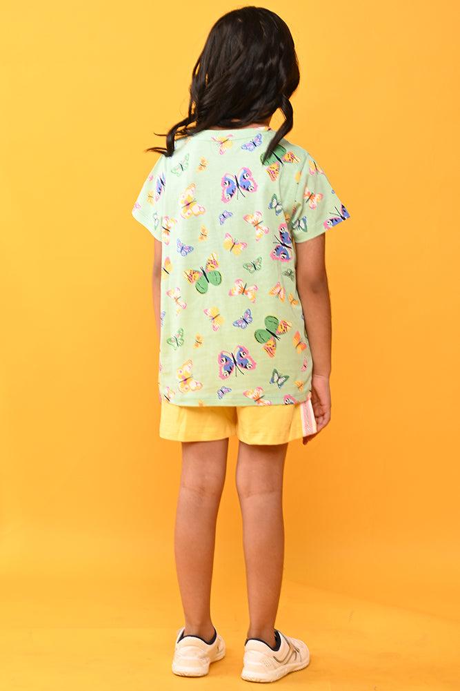 BUTTERFLY YELLOW SHORTS SET - GREEN/YELLOW - Anthrilo India