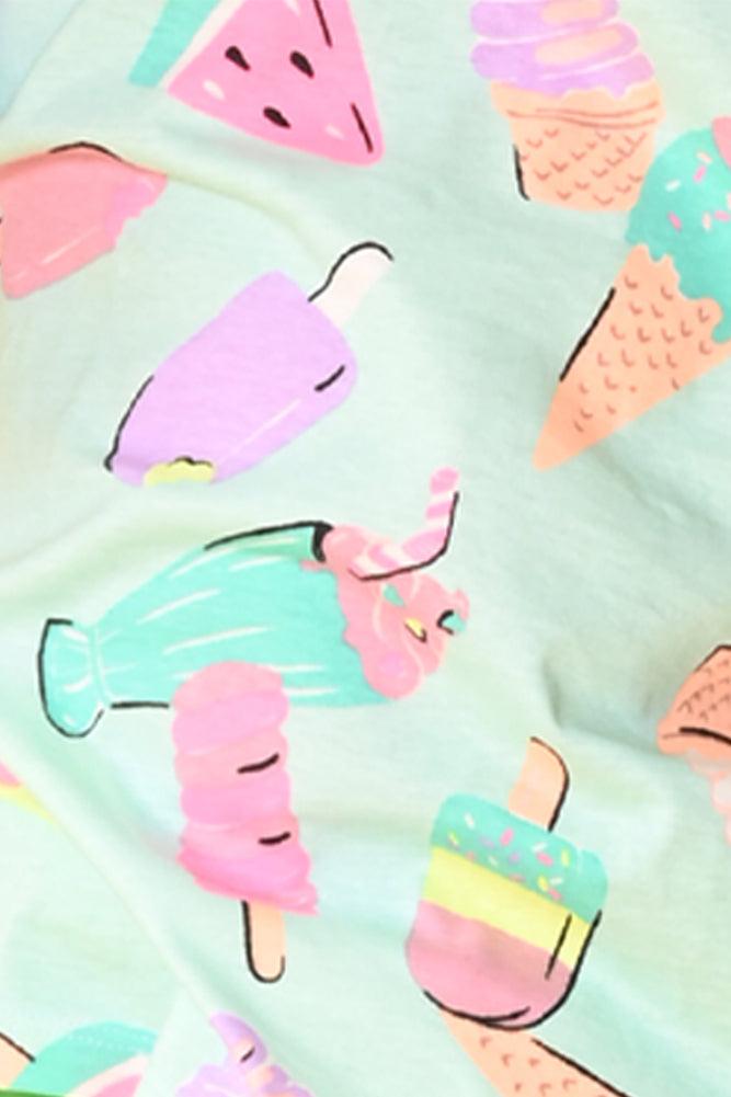 ICE CREAM GREEN SIDE TAPE SHORTS SET- AQUA/GREEN - Anthrilo India