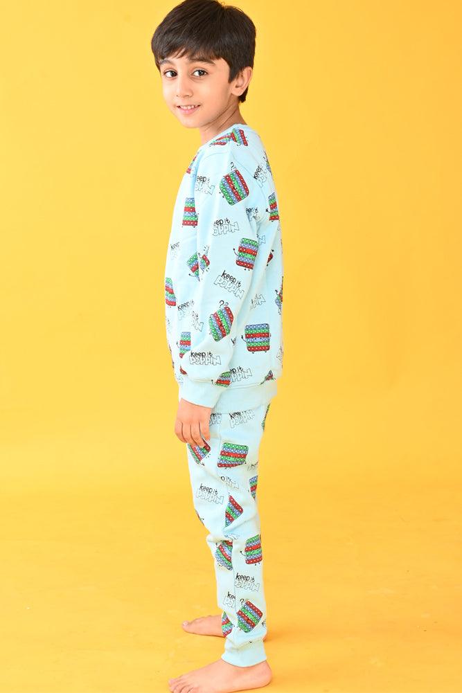 POP IT FLEECE BOYS SWEATSHIRT JOGGER SET - BLUE - Anthrilo Design House