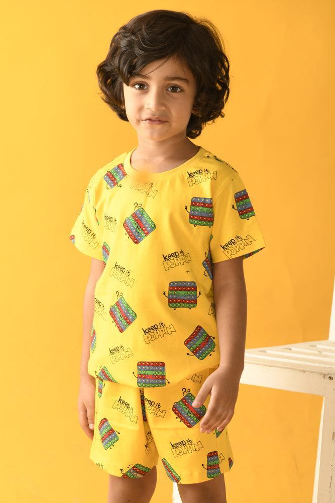POP IT SLEEPWEAR SHORTS SET - YELLOW - Anthrilo Design House