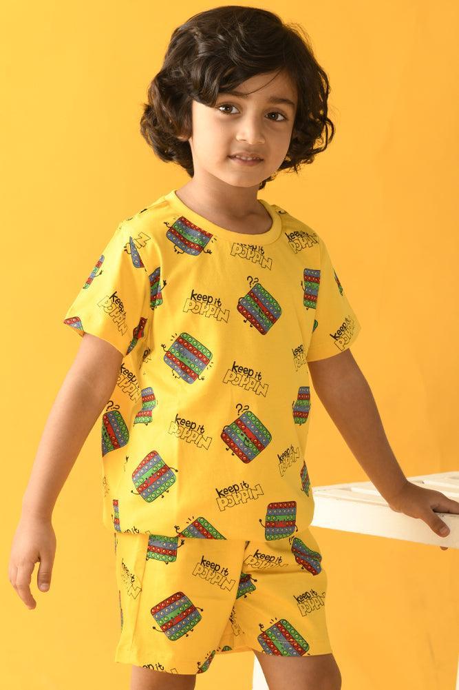 POP IT SLEEPWEAR SHORTS SET - YELLOW - Anthrilo Design House