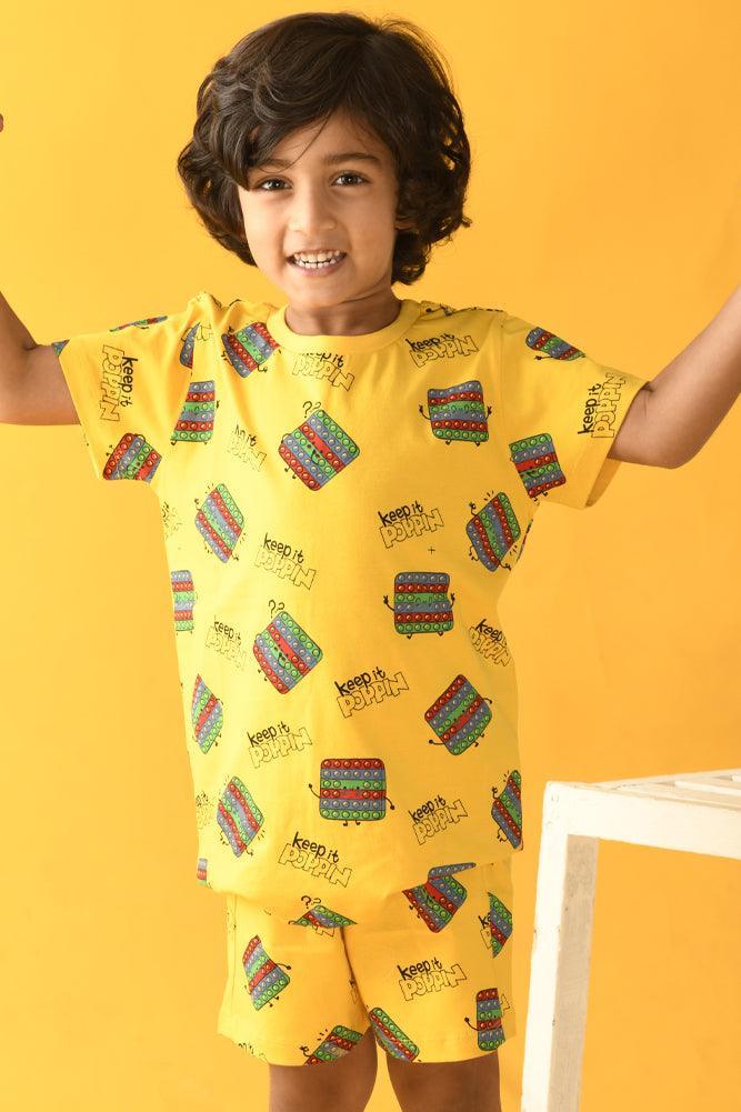 POP IT SLEEPWEAR SHORTS SET - YELLOW - Anthrilo Design House