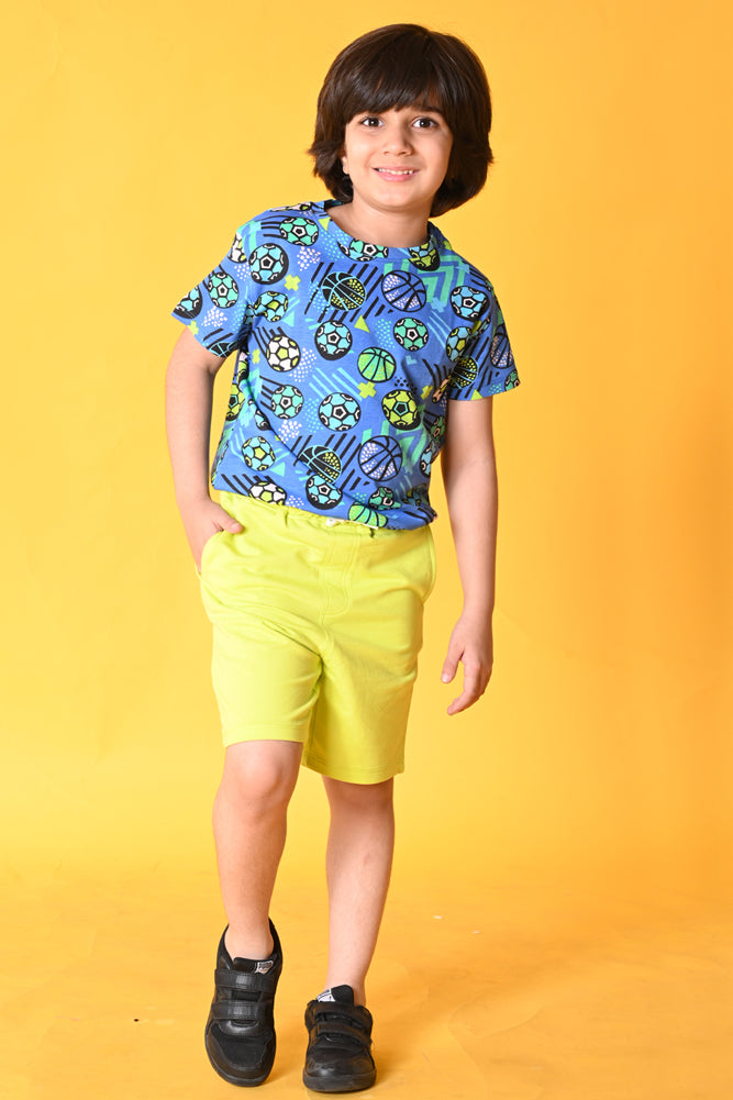 FOOTBALL LIME GREEN SHORT SET- BLUE/LIME GREEN - Anthrilo India