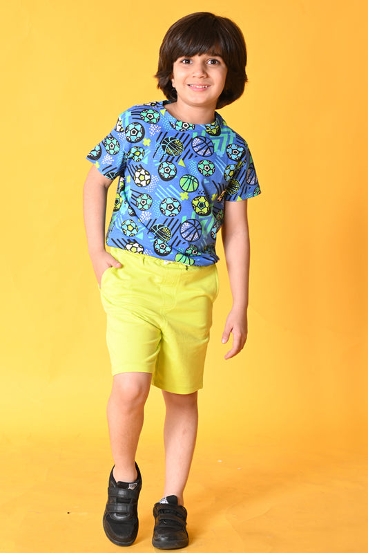 FOOTBALL LIME GREEN SHORT SET- BLUE/LIME GREEN - Anthrilo India