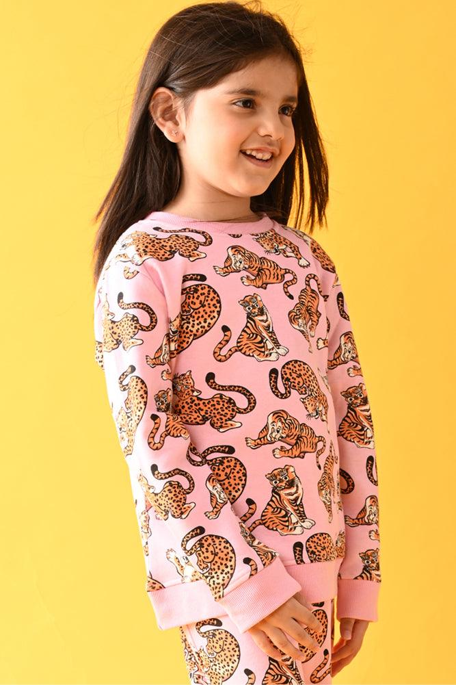 TIGERS GIRLS FLEECE SWEATSHIRT - PINK - Anthrilo Design House