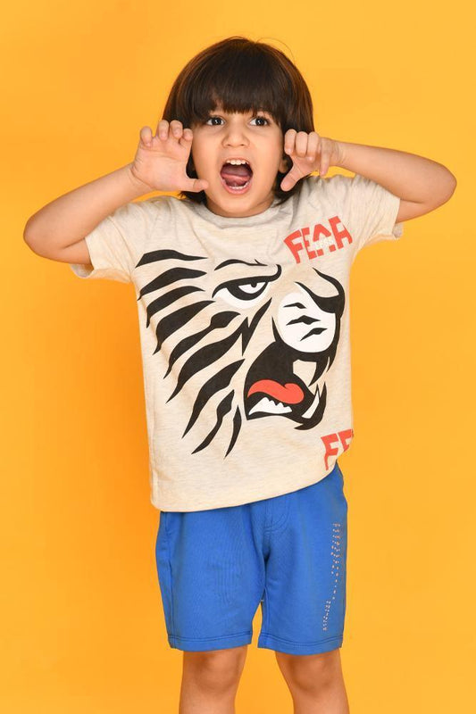TIGER T-SHIRT BLUE SHORTS SET - Anthrilo Design House