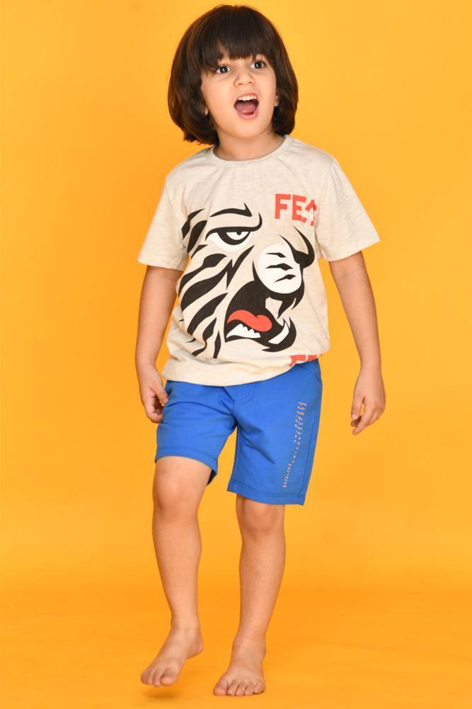 TIGER T-SHIRT BLUE SHORTS SET - Anthrilo Design House