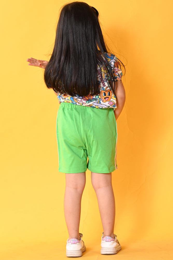 CHILL OUT GREEN SIDE TAPE SHORTS SET - WHITE/GREEN - Anthrilo India