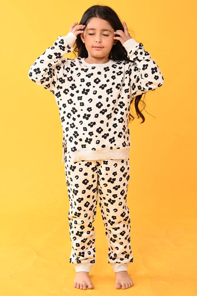LEOPARD FLEECE JOGGER - ECRU MELANGE - Anthrilo Design House