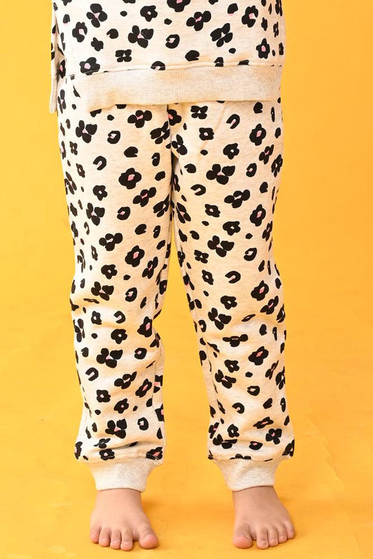 LEOPARD FLEECE JOGGER - ECRU MELANGE - Anthrilo Design House