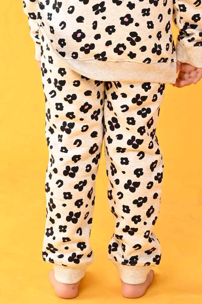 LEOPARD FLEECE JOGGER - ECRU MELANGE - Anthrilo Design House