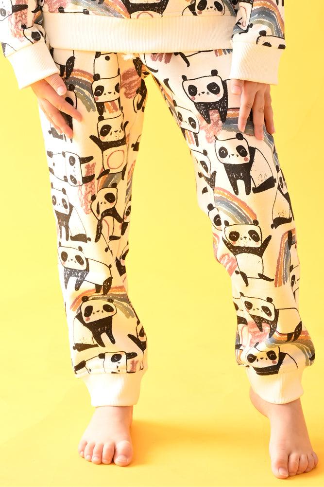 PANDA FLEECE GIRLS JOGGER - WHITE - Anthrilo Design House