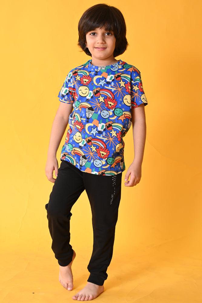 ANIMAL SUMMER BLACK JOGGER SET- BLUE/BLACK - Anthrilo India