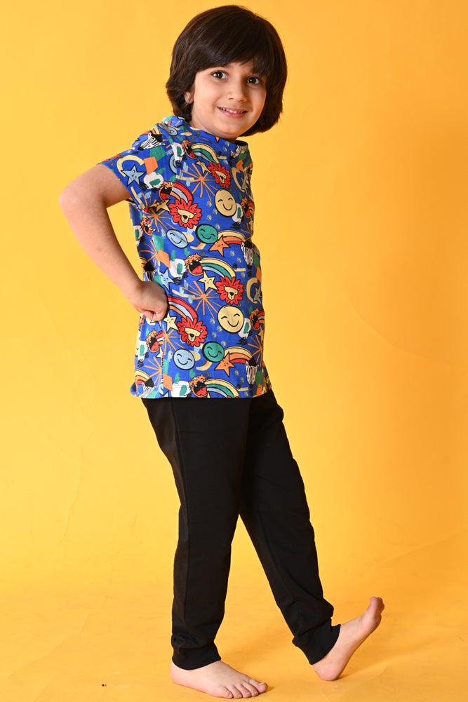 ANIMAL SUMMER BLACK JOGGER SET- BLUE/BLACK - Anthrilo India