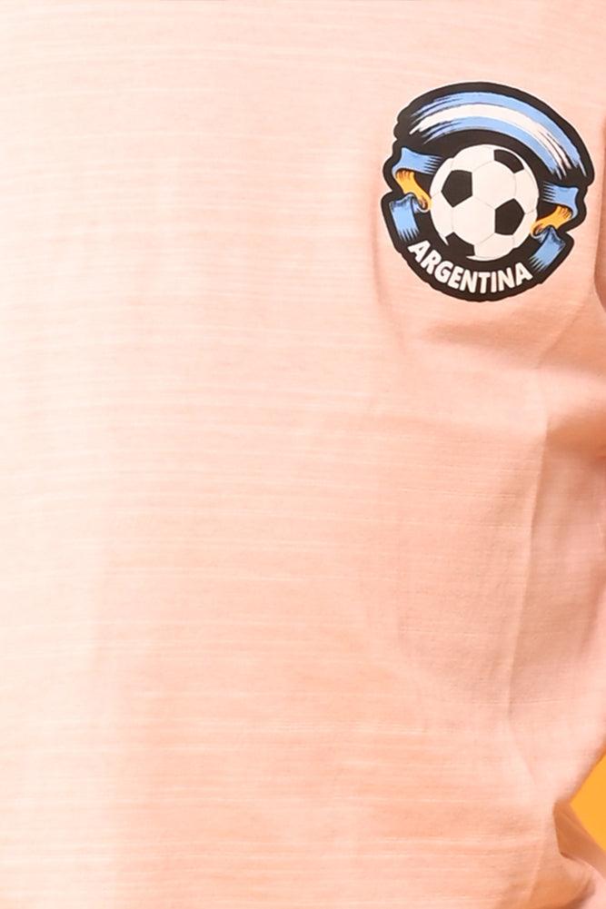ARGENTINA PEACH SUPERHERO SHORTS SET - PEACH/BLUE - Anthrilo India