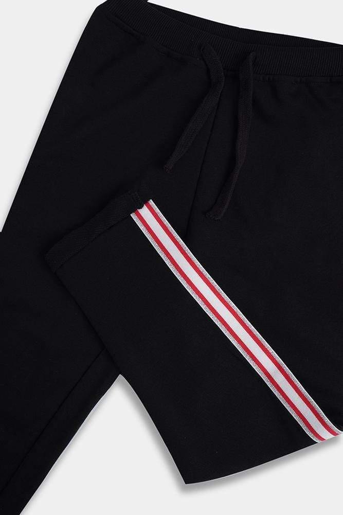 BLACK PLUSH JOGGING TROUSERS