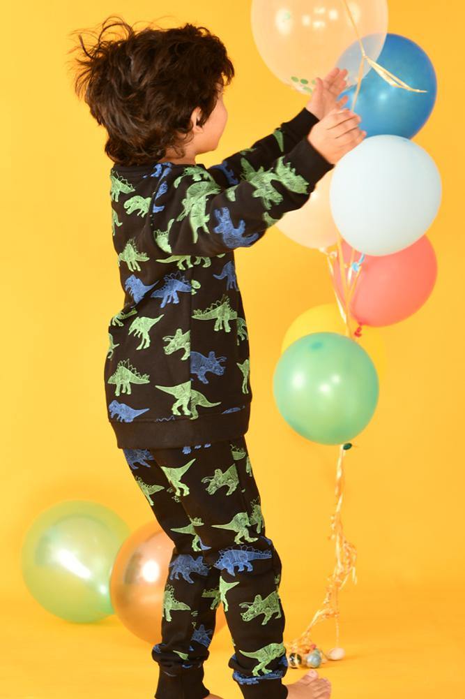 DINOSAUR BOYS BLACK SWEATSHIRT (FLEECE) - Anthrilo