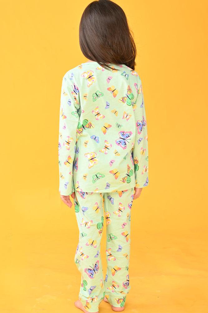 BUTTERFLY LONG SLEEVES PYJAMA SET - GREEN - Anthrilo Design House