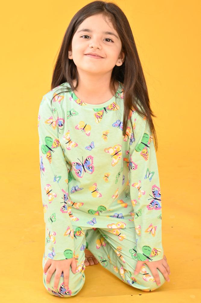 BUTTERFLY LONG SLEEVES PYJAMA SET - GREEN - Anthrilo Design House