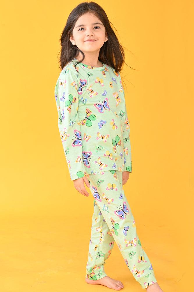 BUTTERFLY LONG SLEEVES PYJAMA SET - GREEN - Anthrilo Design House
