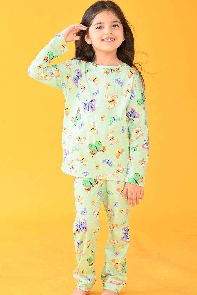 BUTTERFLY LONG SLEEVES PYJAMA SET - GREEN - Anthrilo Design House