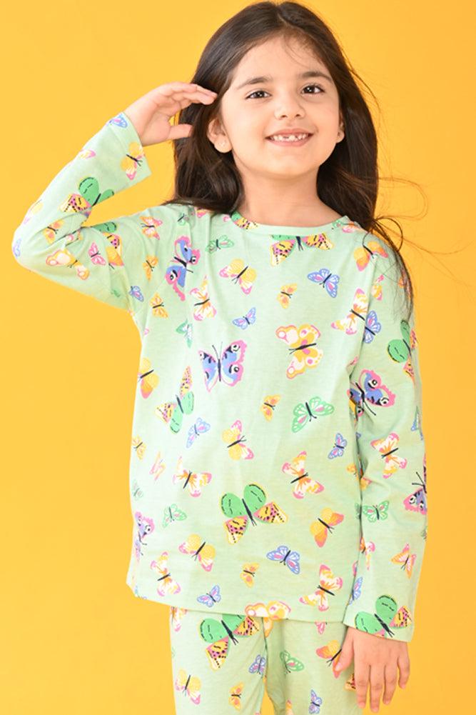 BUTTERFLY LONG SLEEVES PYJAMA SET - GREEN - Anthrilo Design House
