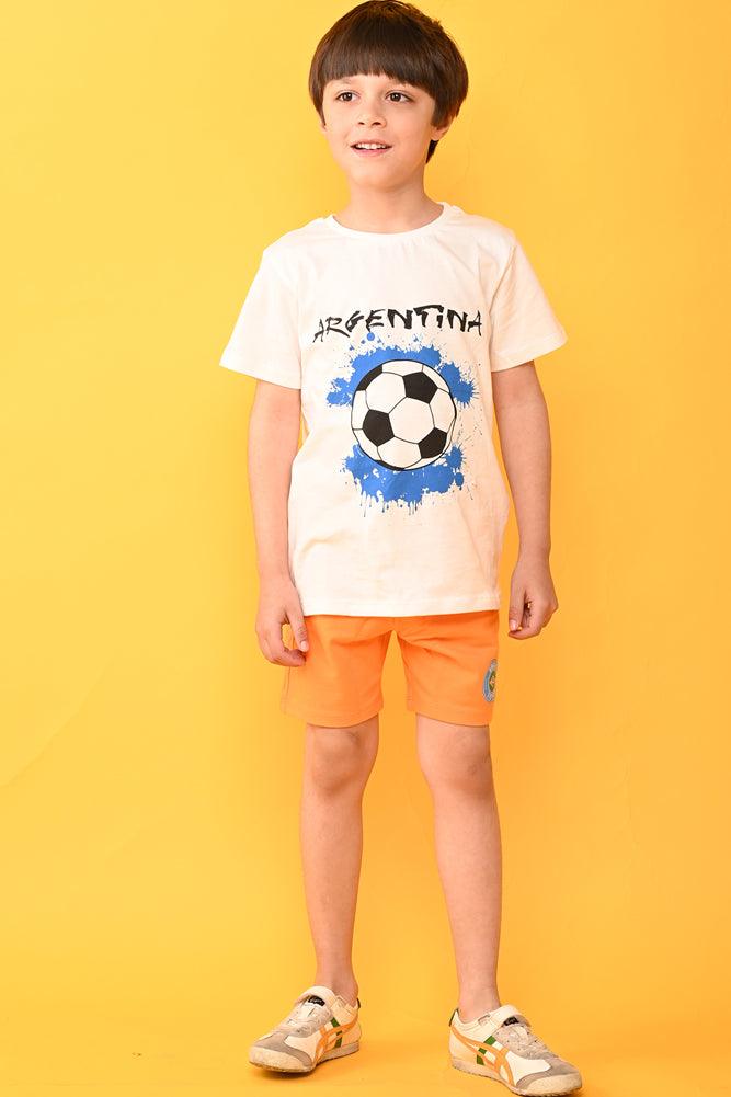 ARGENTINA ORANGE SHORTS SET - WHITE/ORANGE - Anthrilo India