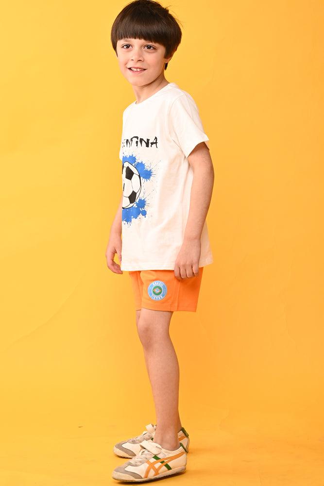 ARGENTINA ORANGE SHORTS SET - WHITE/ORANGE - Anthrilo India