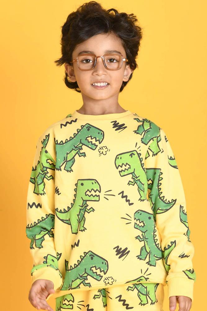 DINOSAUR FLEECE SWEATSHIRT JOGGER SET - YELLOW - Anthrilo Design House