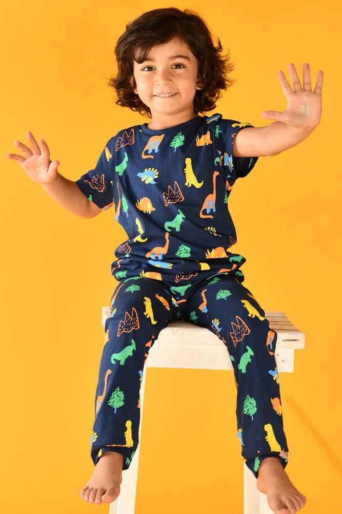 DINOSAUR FUN NAVY PYJAMA  SET - Anthrilo