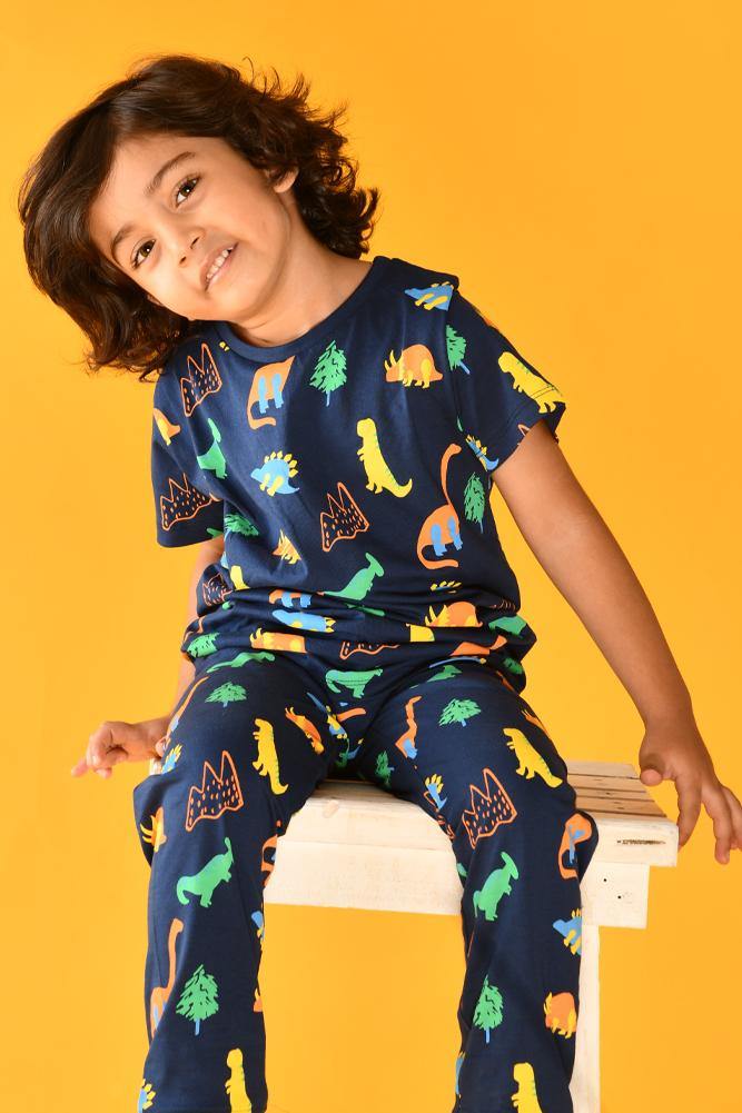 DINOSAUR FUN NAVY PYJAMA  SET - Anthrilo