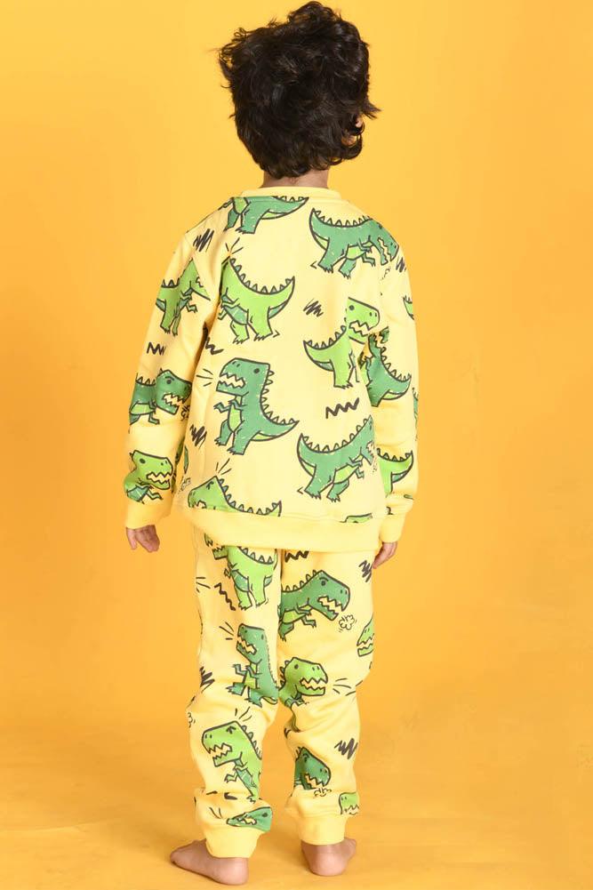 DINOSAUR FLEECE SWEATSHIRT - YELLOW - Anthrilo Design House