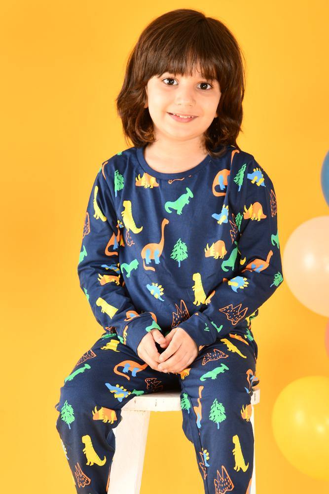 DINOSAUR FUN NAVY PYJAMA SET (LONG SLEEVES) - Anthrilo